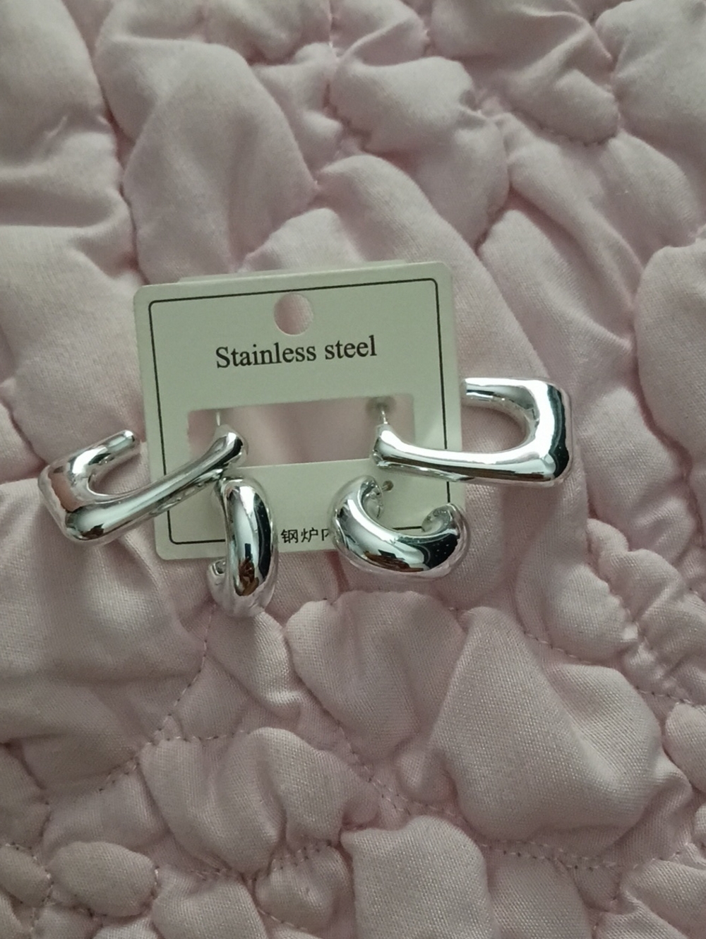 Stainless Steel Silver Men's Hoop Earrings Set